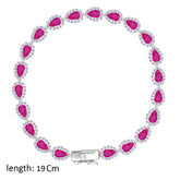 عصفور كريستال انسيال فضة تنس عيار 925 بتصميم كمثري فوشيا مرصع بالزركون